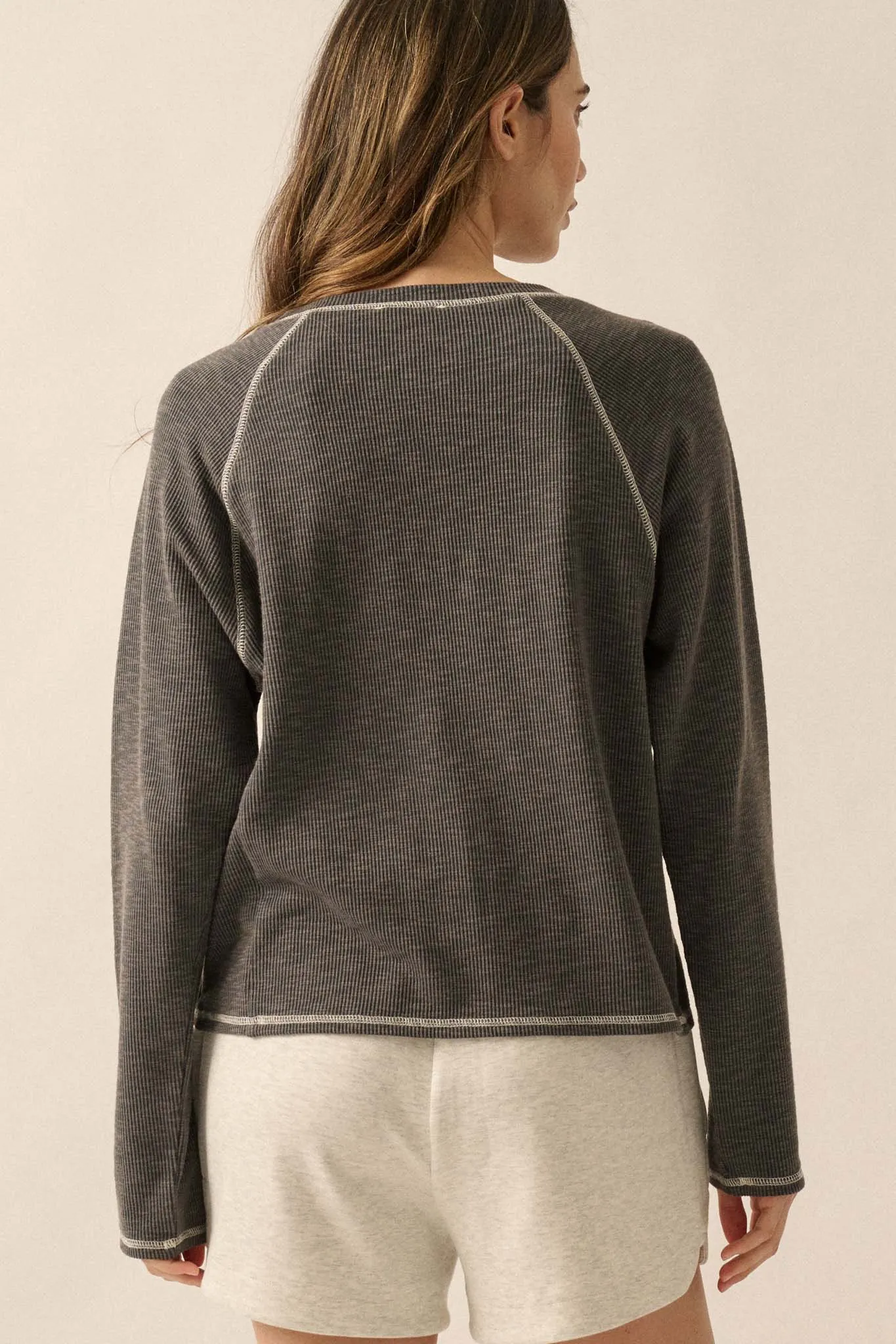 Easy Does It Raglan-Sleeve Rib-Knit Top