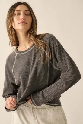 Easy Does It Raglan-Sleeve Rib-Knit Top