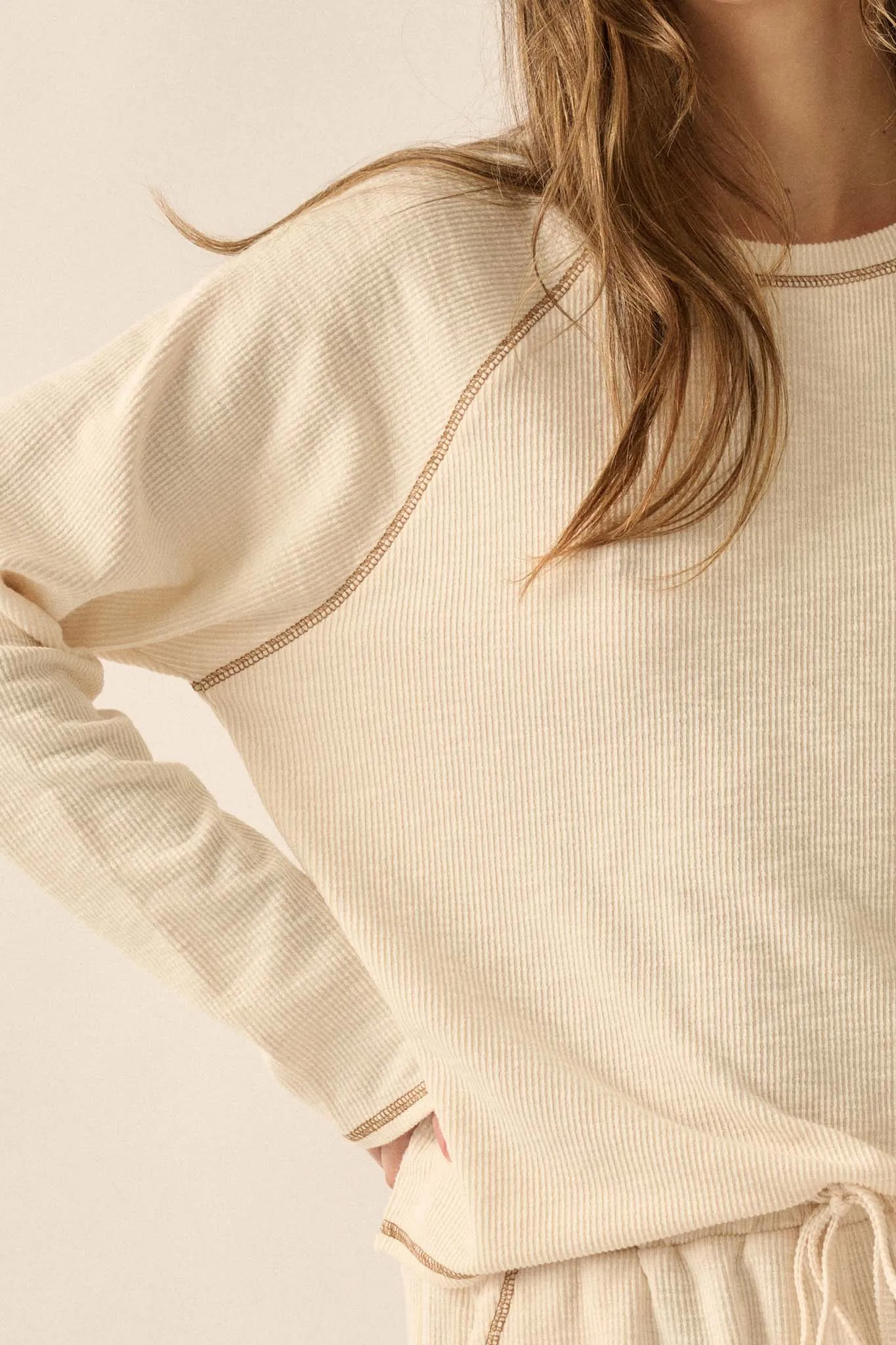 Easy Does It Raglan-Sleeve Rib-Knit Top