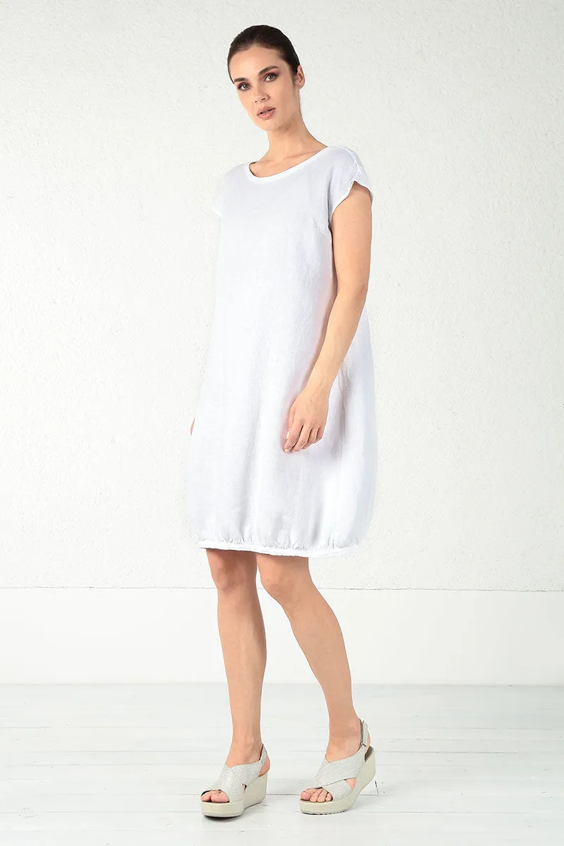 Evergreen Midi White Linen Dress