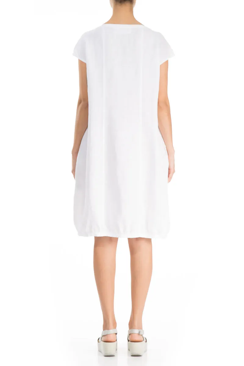 Evergreen Midi White Linen Dress