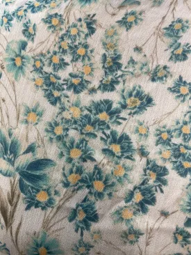 Floral Poly Chiffon - Blue, White, Yellow