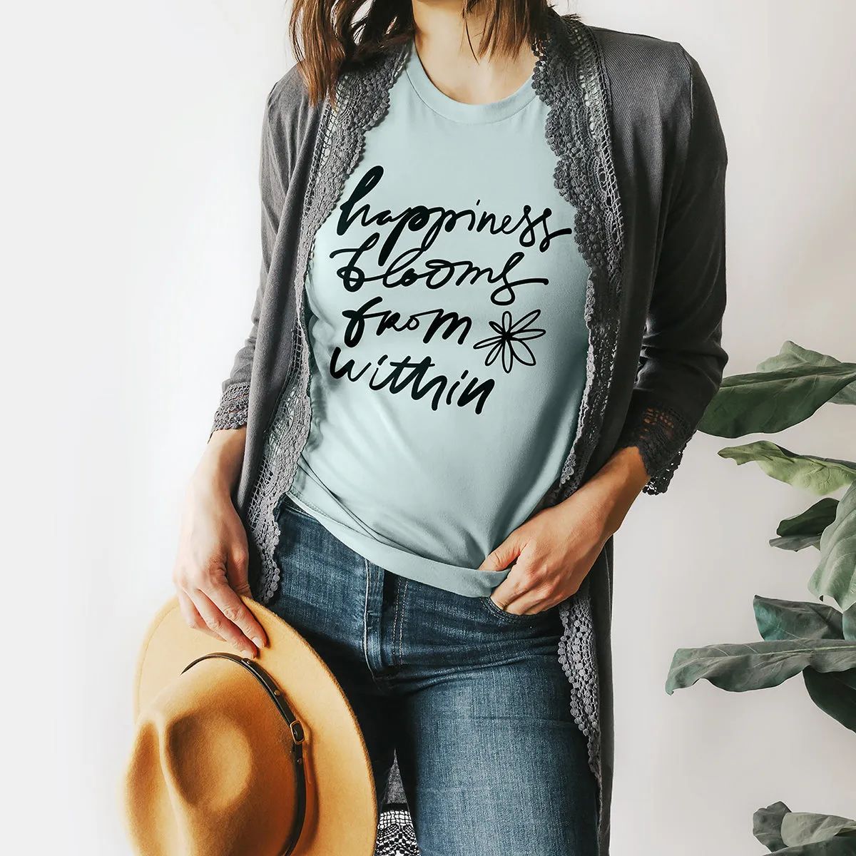 Happiness Blooms From Within Graphic Tee (Wholesale)