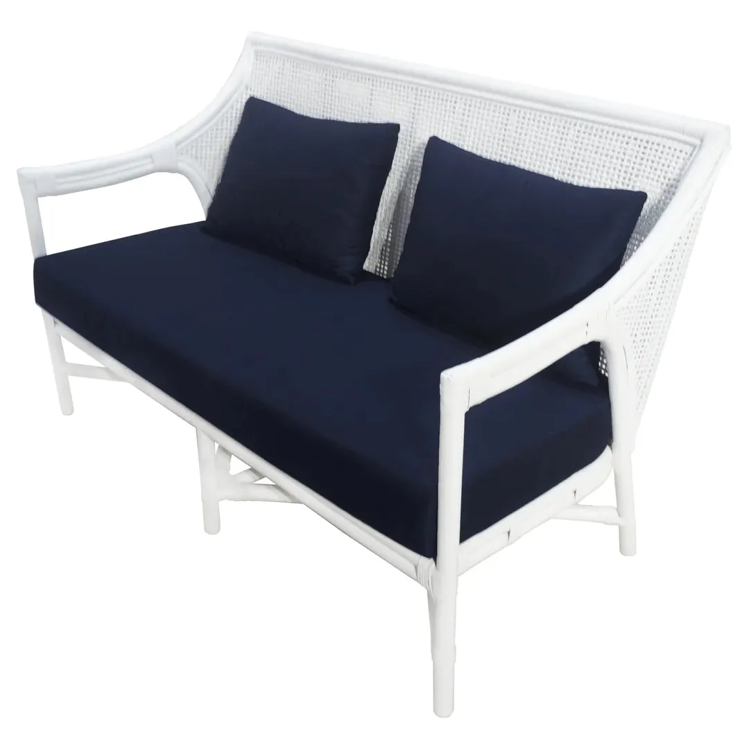 Havana Rattan 2 Seater Sofa White