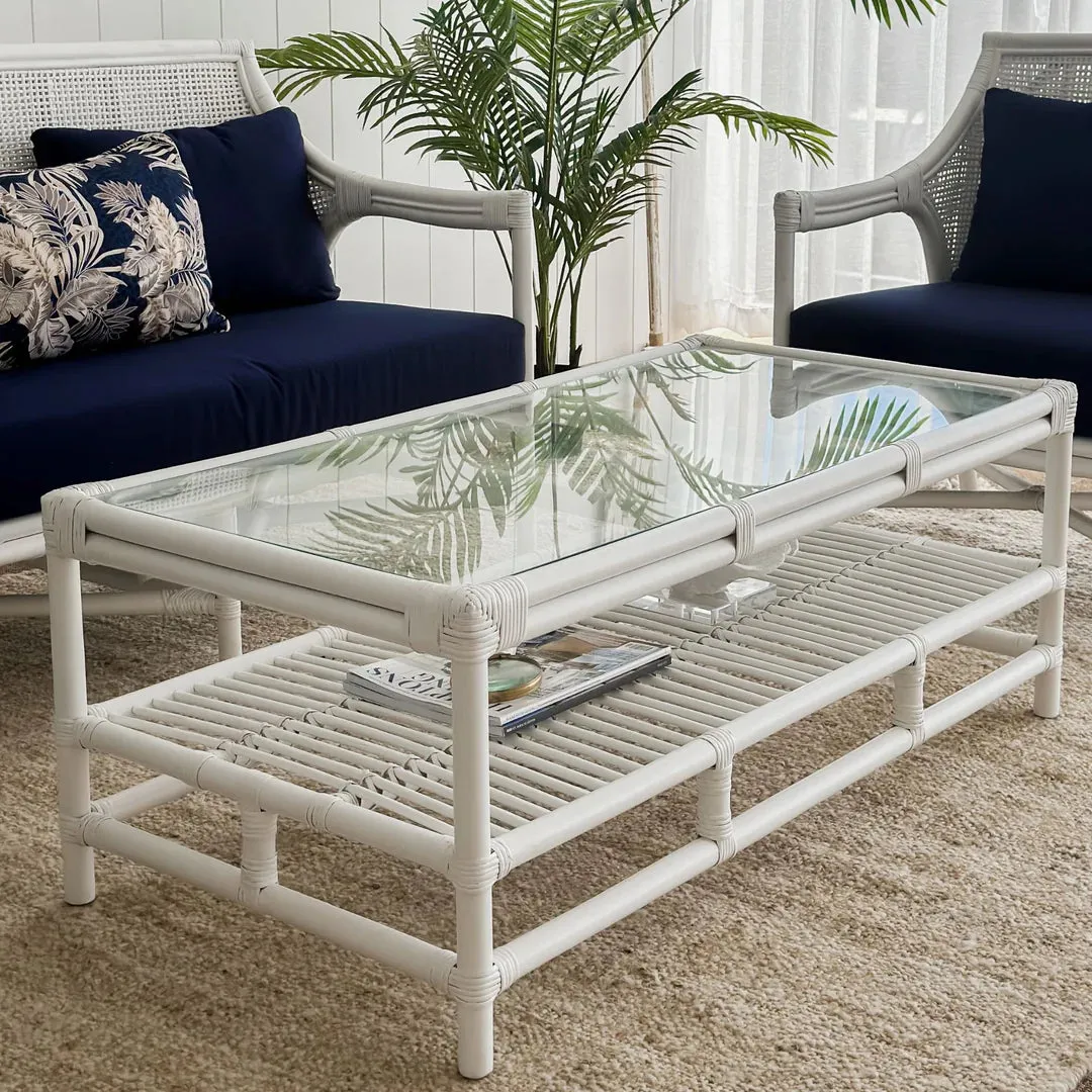 Havana Rattan 2 Seater Sofa White