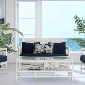 Havana Rattan 2 Seater Sofa White