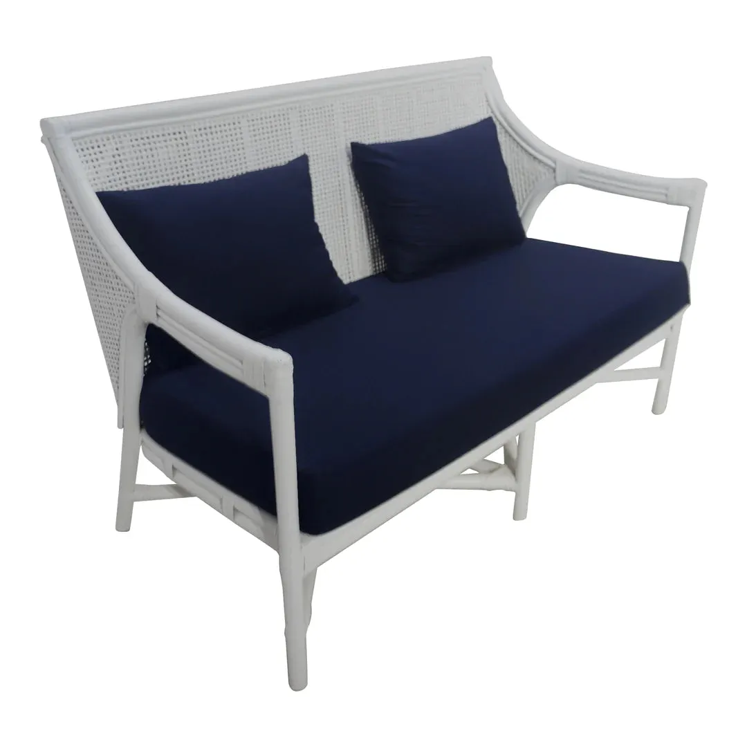 Havana Rattan 2 Seater Sofa White