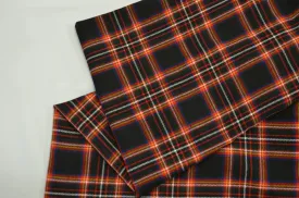 Irish Black Tartan Fabric | Black and Red Plaid Checker | 60" Wide | Poly Rayon Kilt | Decor, Napkins, Scarves, Costumes, Blanket, Face Mask, Kilt |