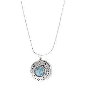 Israeli Roman Glass Starry Sky Pendant Necklace