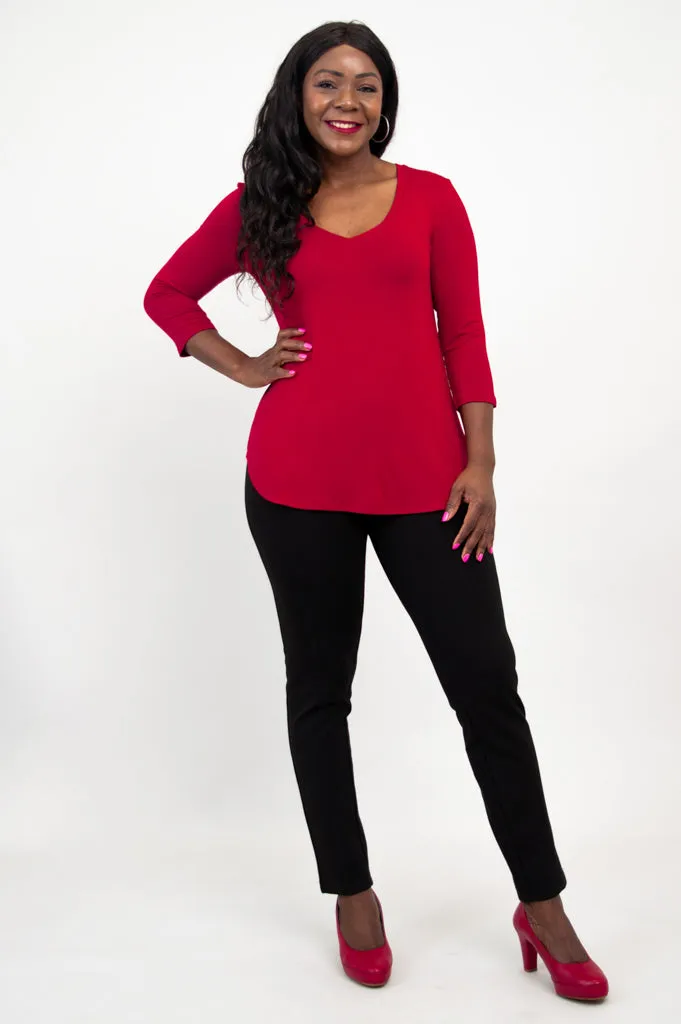 Jackie 3/4 Sleeve, Lipstick, Bamboo