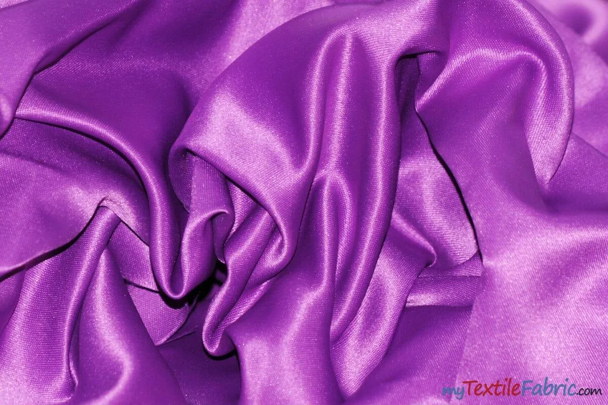 L'Amour Satin Fabric | Polyester Matte Satin | Peau De Soie | 60" Wide | Continuous Yards | Wedding Dress, Tablecloth, Multiple Colors |