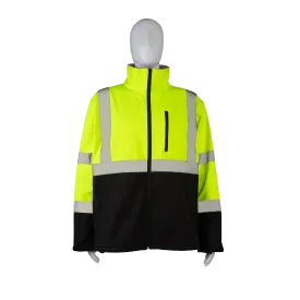 LBSFJ1-C3 ANSI Class 3 LIME/Black Bottom Two Tone Water Resistant Soft Shell Jacket