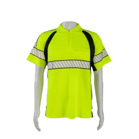 LPS2-LUX Deluxe Style High-Vis Lime /Black Two Tone Short Sleeve Polo-Shirt