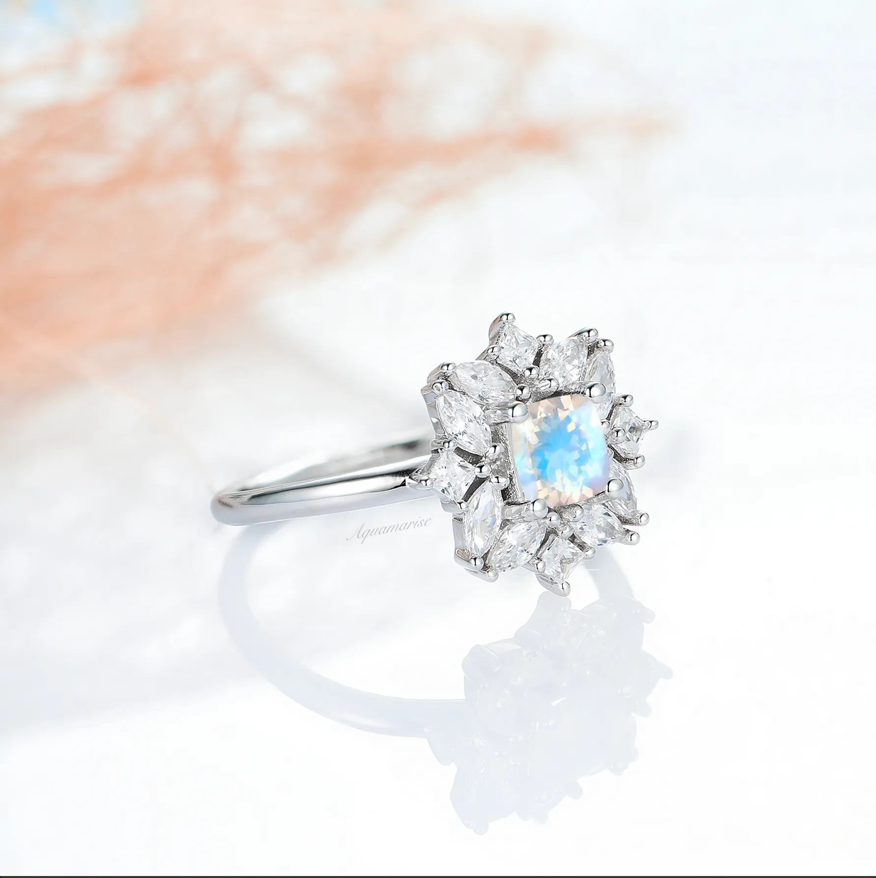 Magnolia Moonstone Ring- Sterling Silver