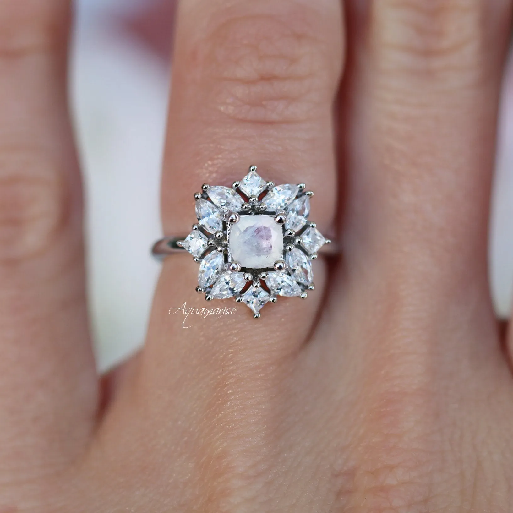 Magnolia Moonstone Ring- Sterling Silver