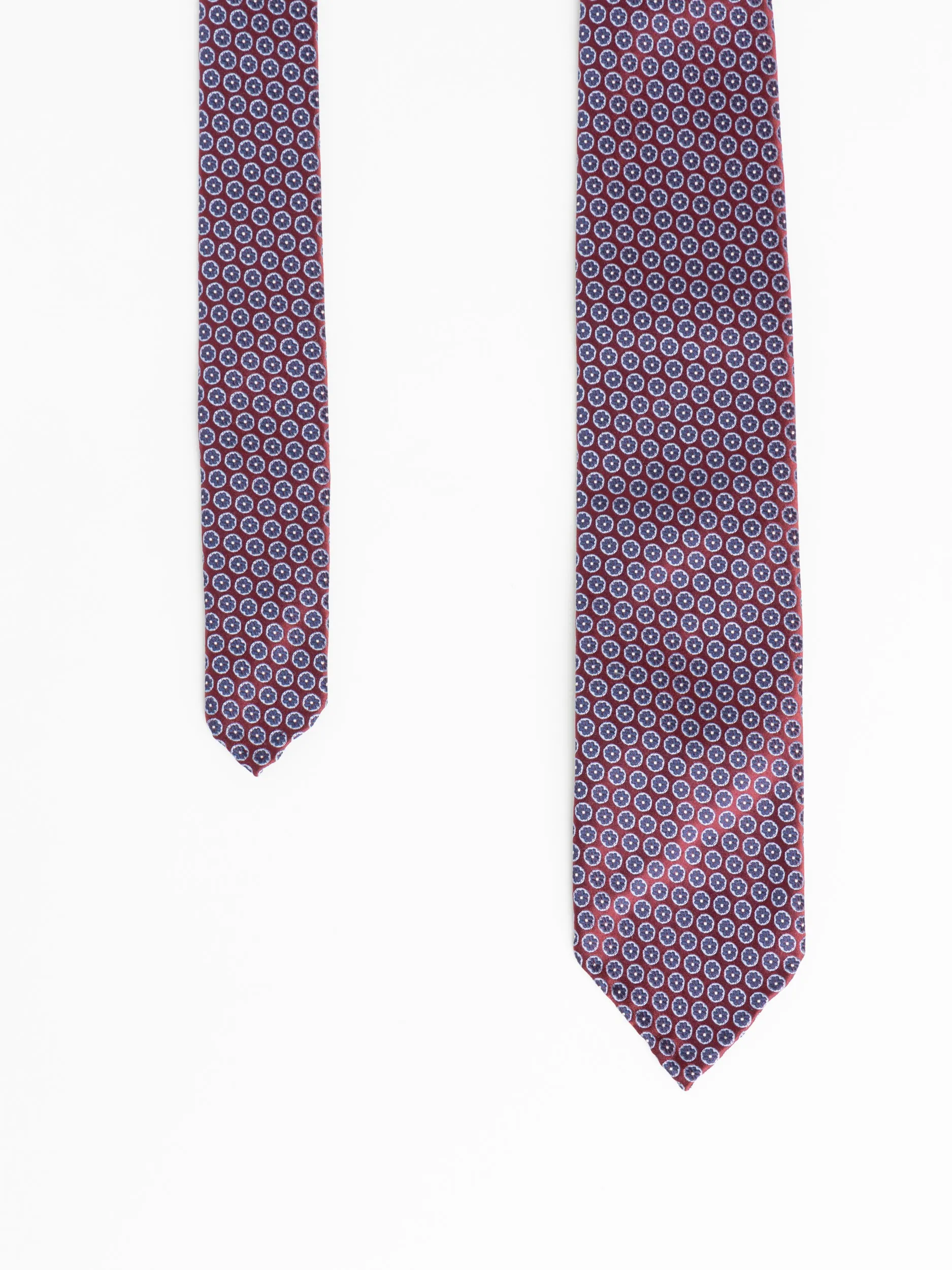 Maroon/Blue Floweret Tie