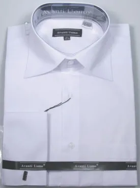 Men's French Cuff Dress Shirt Spread Collar, White