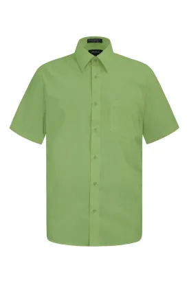 Men's Regular Fit Short Sleeve Solid Color Dress Shirts (Apple Green)