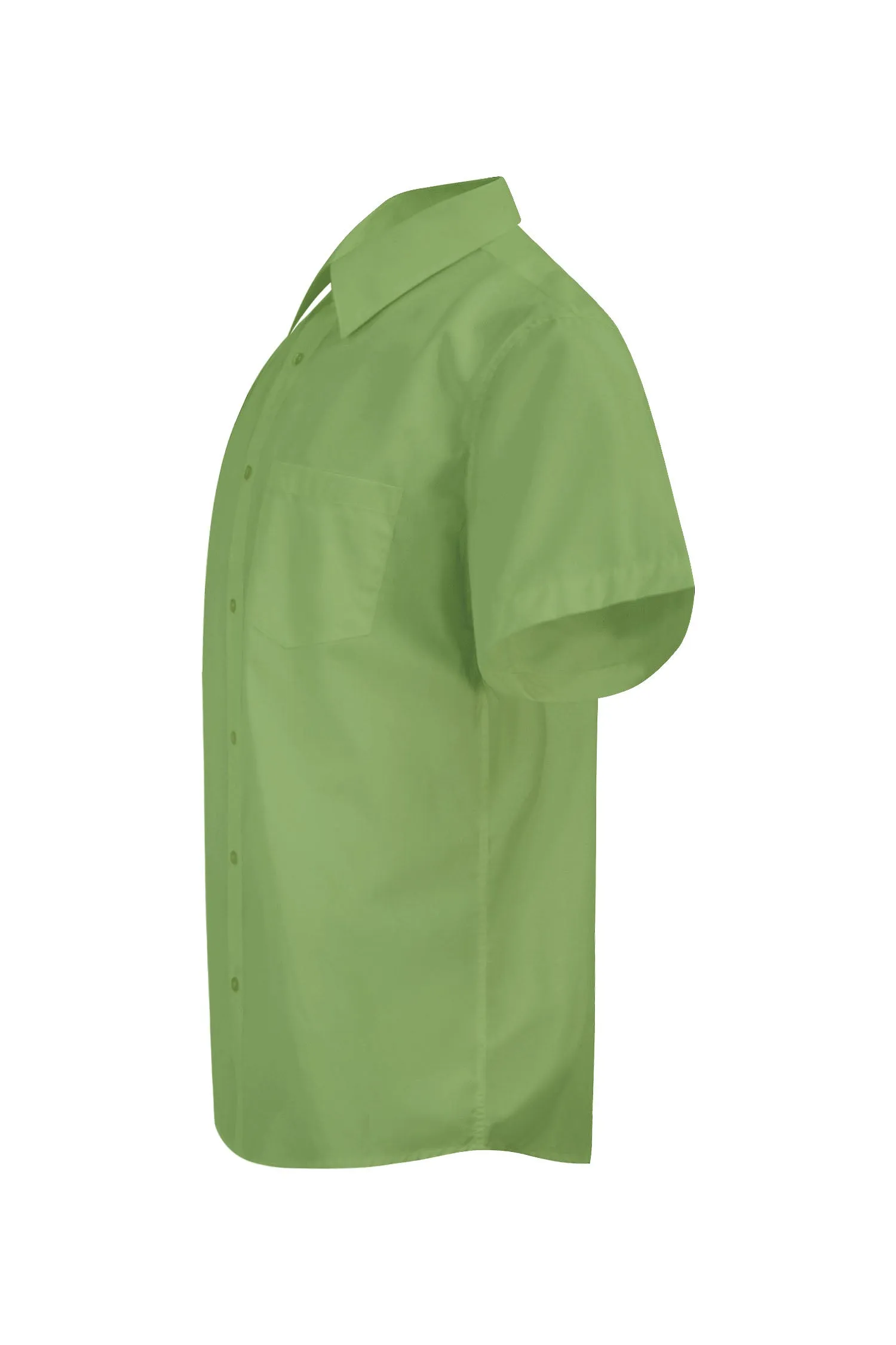 Men's Regular Fit Short Sleeve Solid Color Dress Shirts (Apple Green)