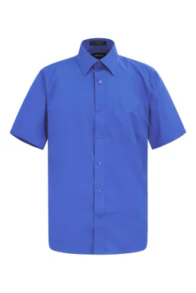 Men's Regular Fit Short Sleeve Solid Color Dress Shirts (French blue)