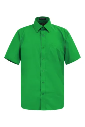 Men's Regular Fit Short Sleeve Solid Color Dress Shirts (Green)