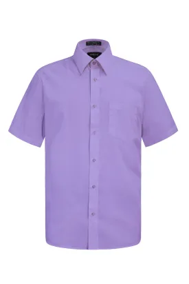 Men's Regular Fit Short Sleeve Solid Color Dress Shirts (Lilac)