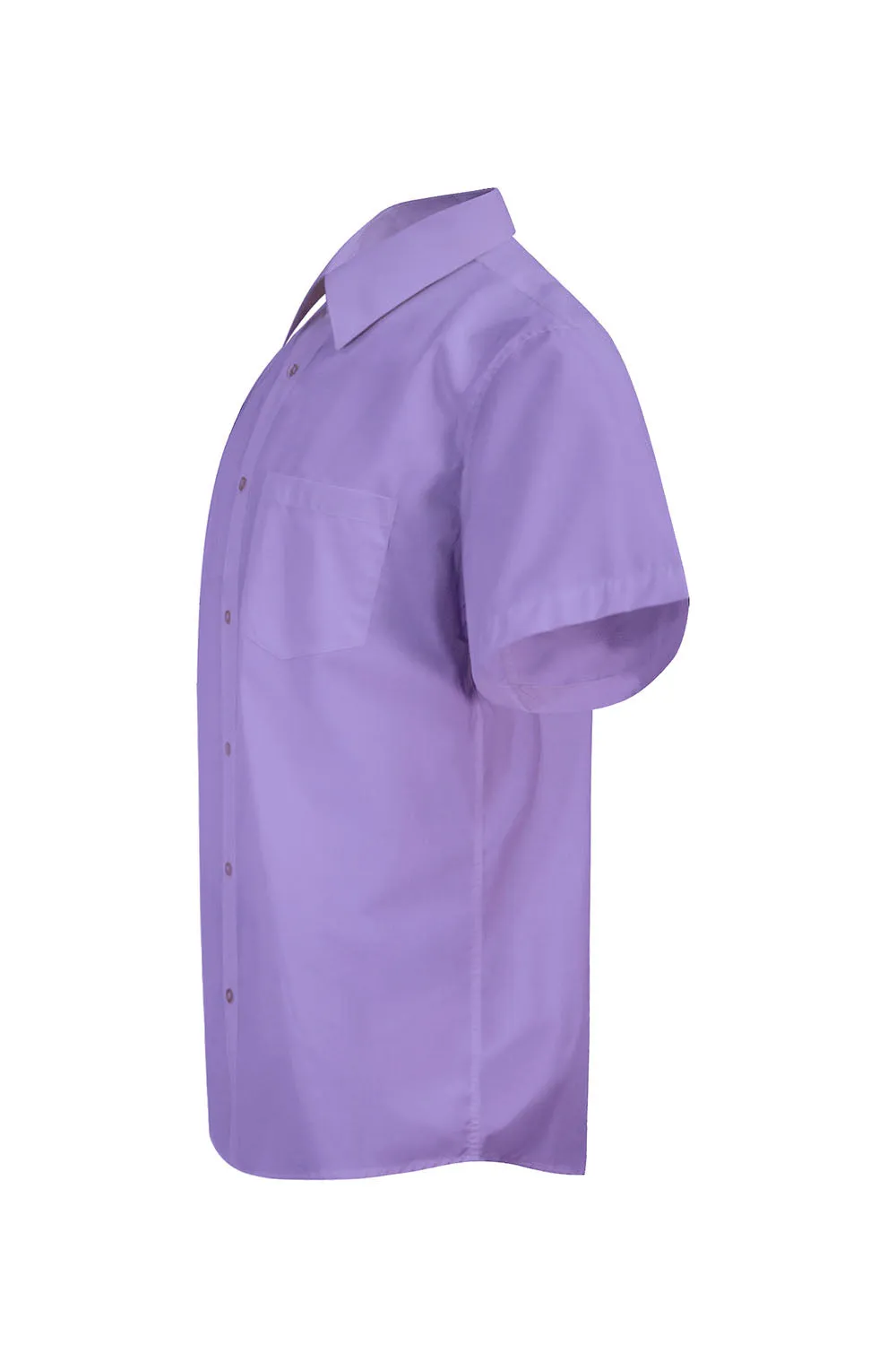 Men's Regular Fit Short Sleeve Solid Color Dress Shirts (Lilac)