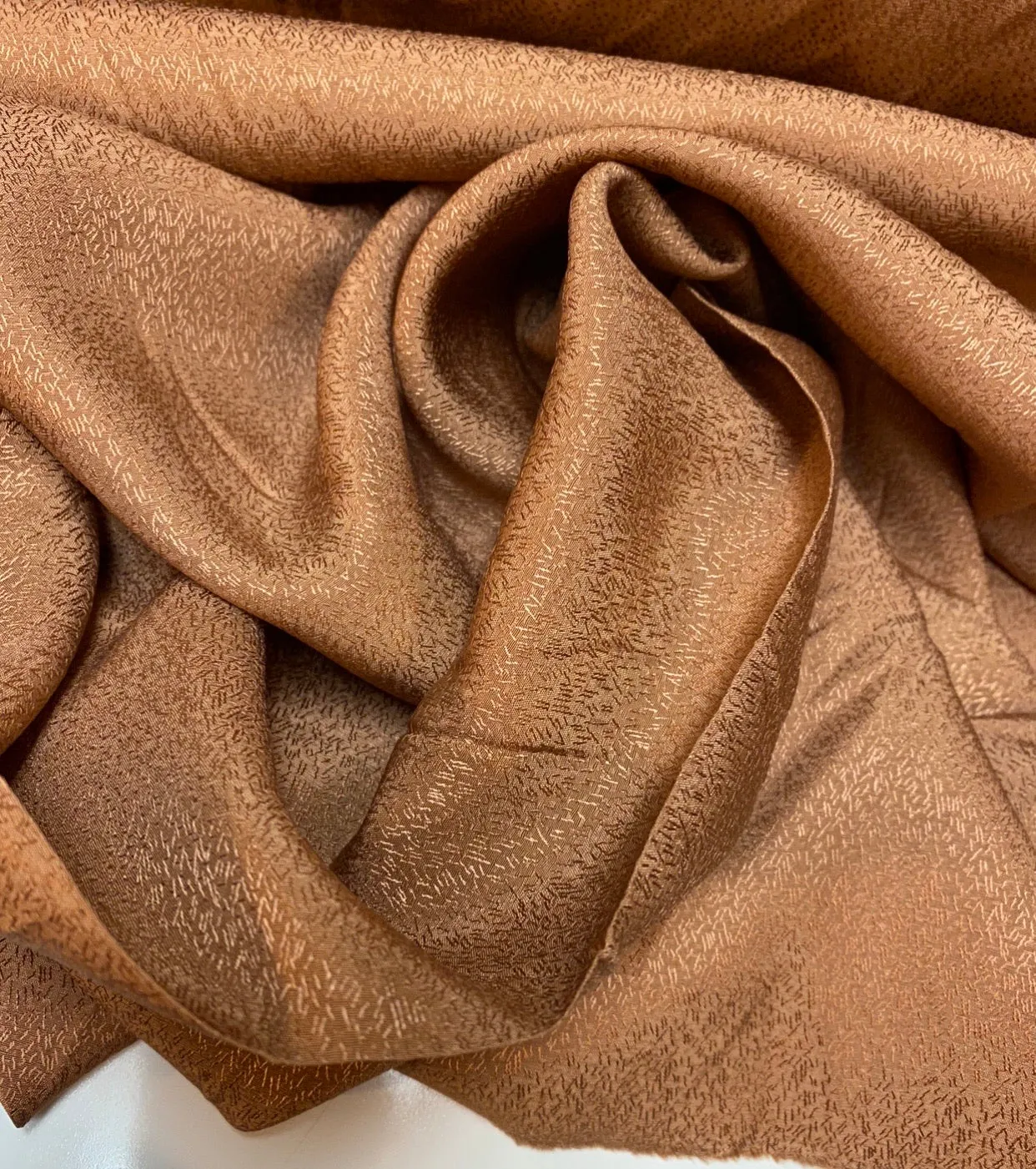 NEW Designer 100% Silk Textured Copper Charmeuse Fabric