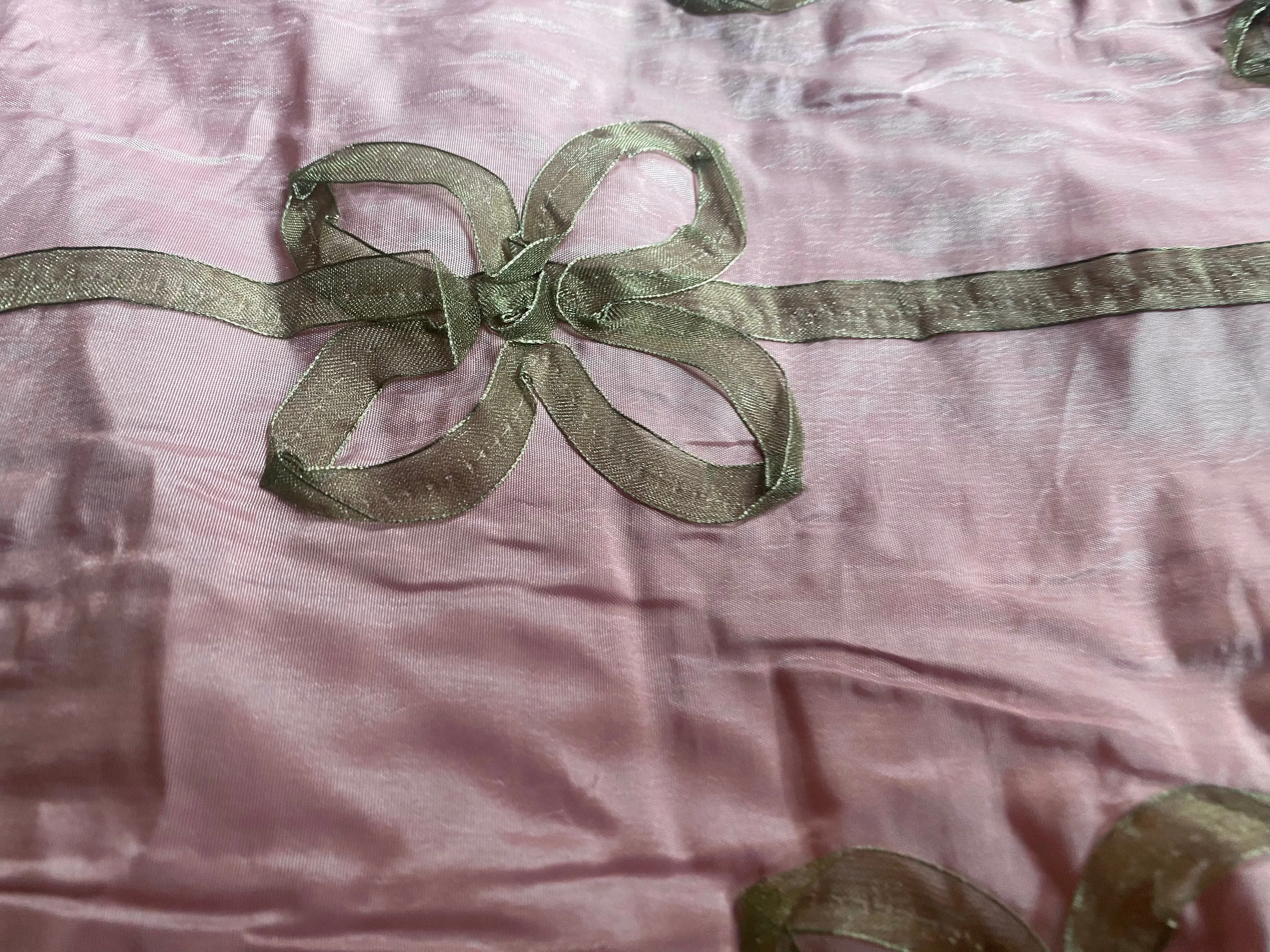 NEW Duchess Batilda Bow Tie Ribbon Trimmed “Faux Silk” Fabric Pink & Green