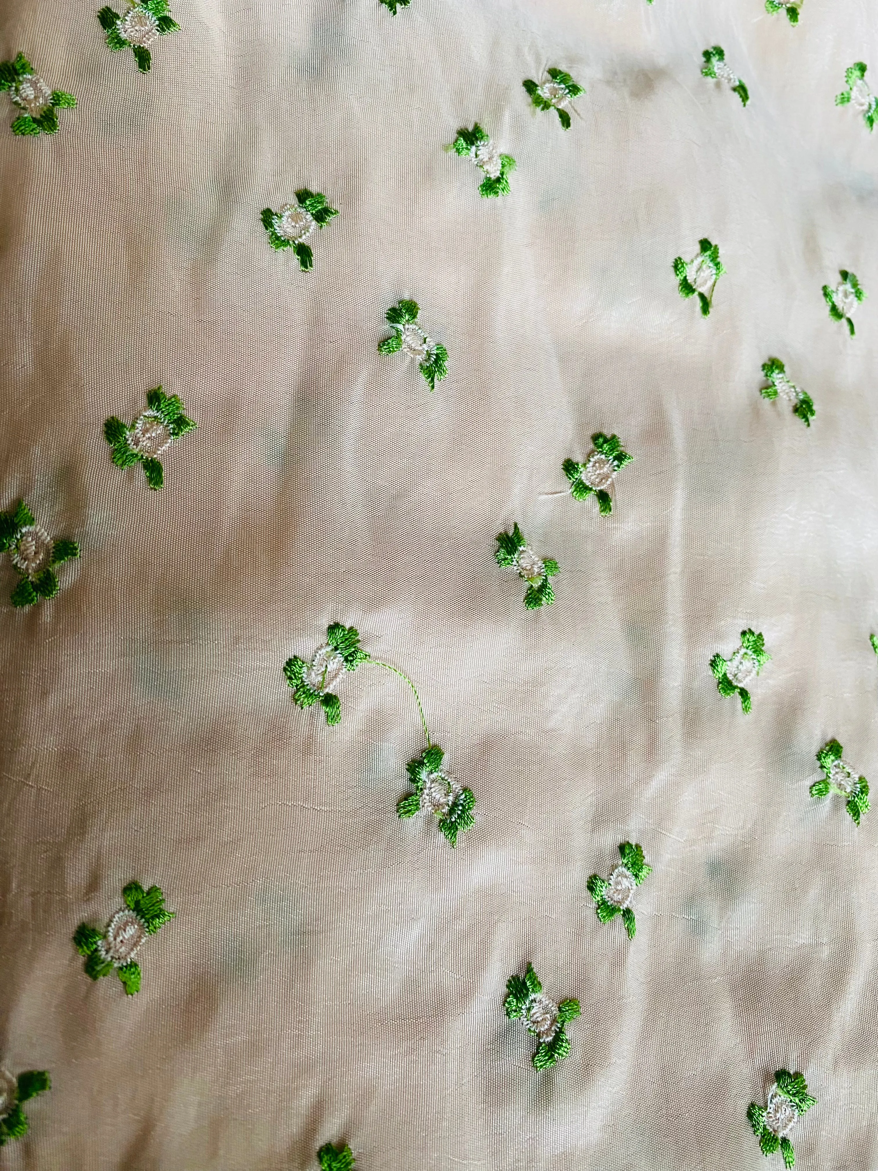 NEW Duchess Chile Embroidered Floral “Faux Silk” Fabric Pink & Green