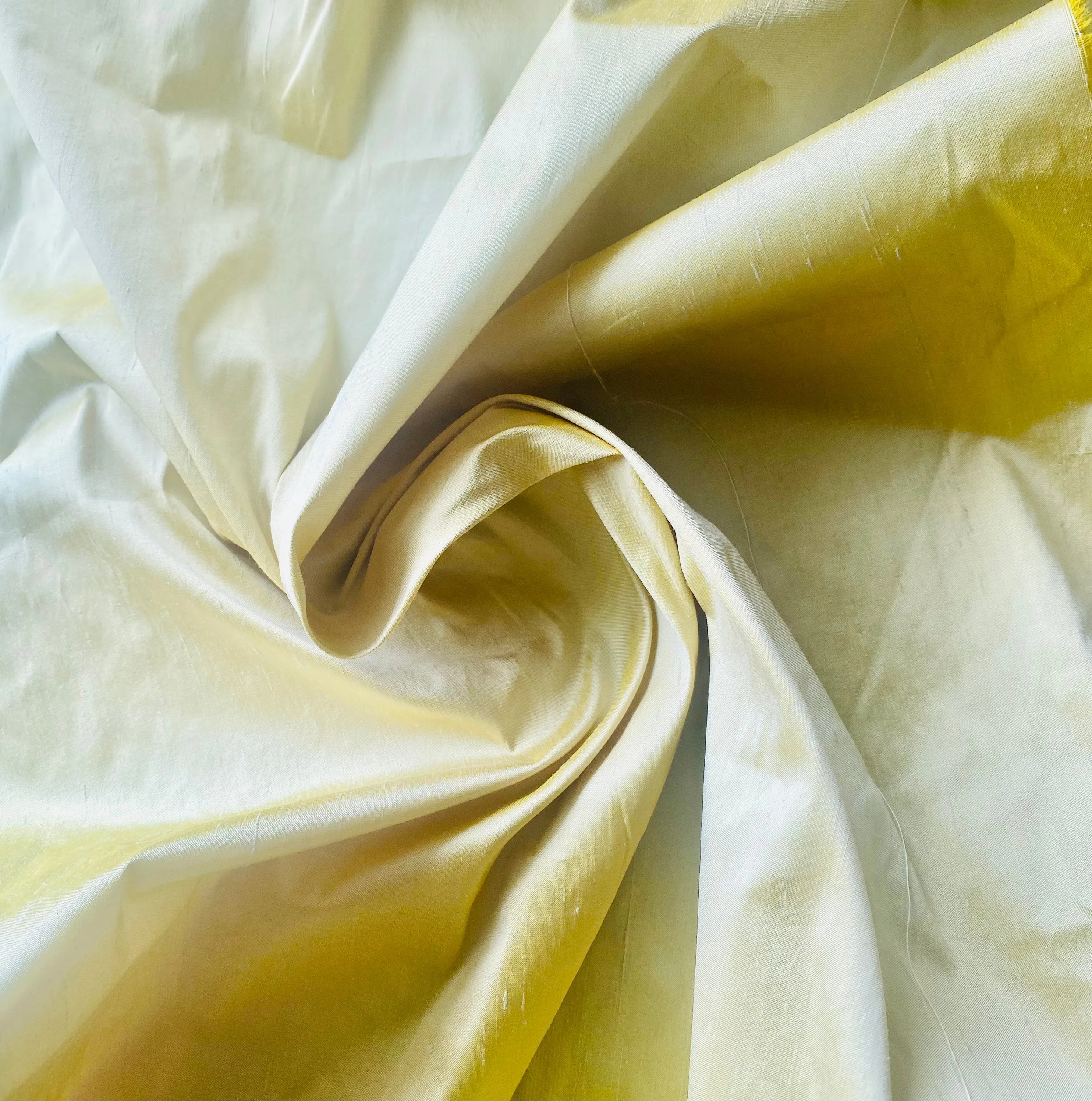 NEW Duchess Mable Designer 100% Silk Dupioni Ultra Icy Pastel Yellow Fabric