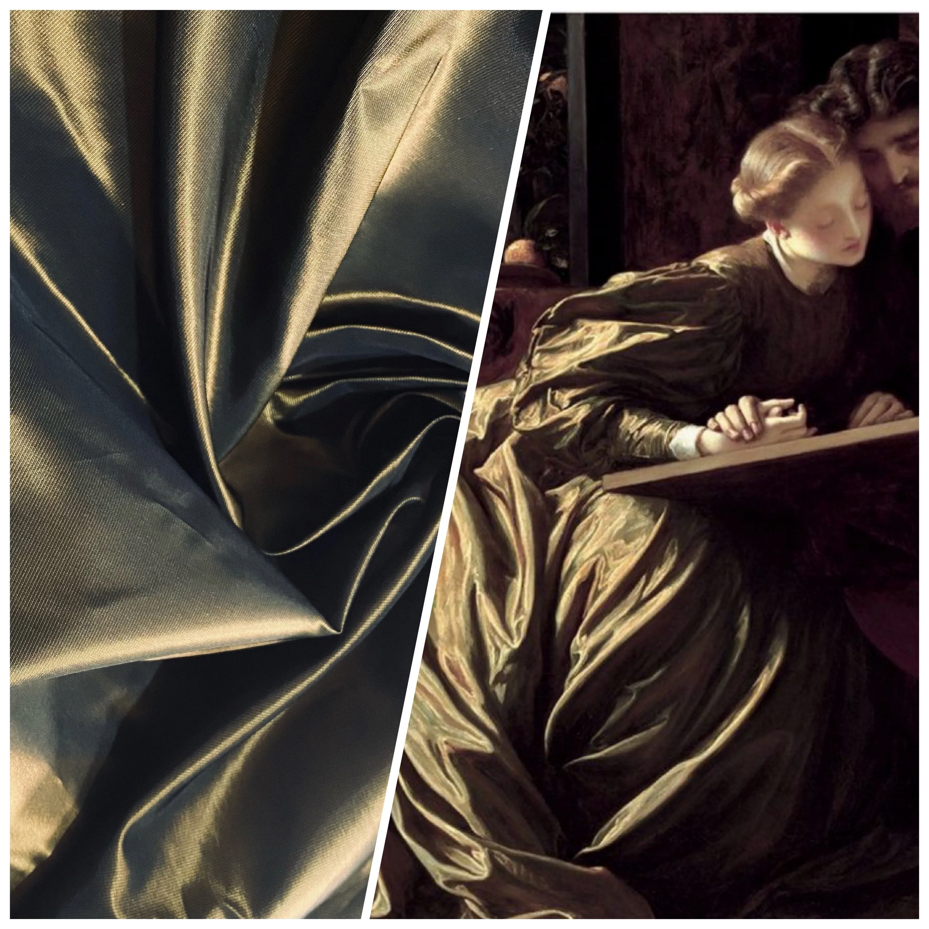 NEW Lady Frank Designer “Faux Silk” Taffeta Fabric Made in Italy Gold with Black Iridescence