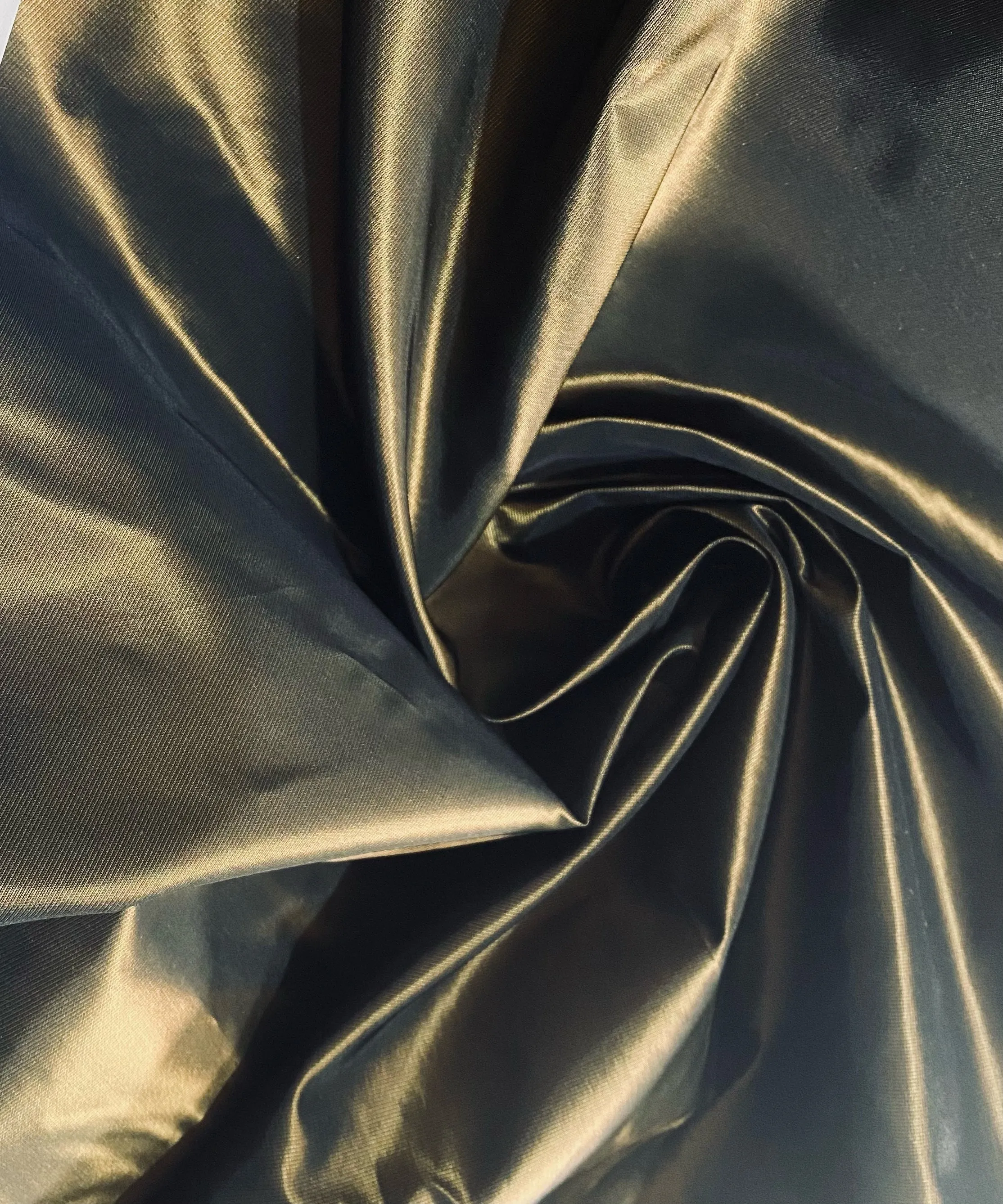 NEW Lady Frank Designer “Faux Silk” Taffeta Fabric Made in Italy Gold with Black Iridescence