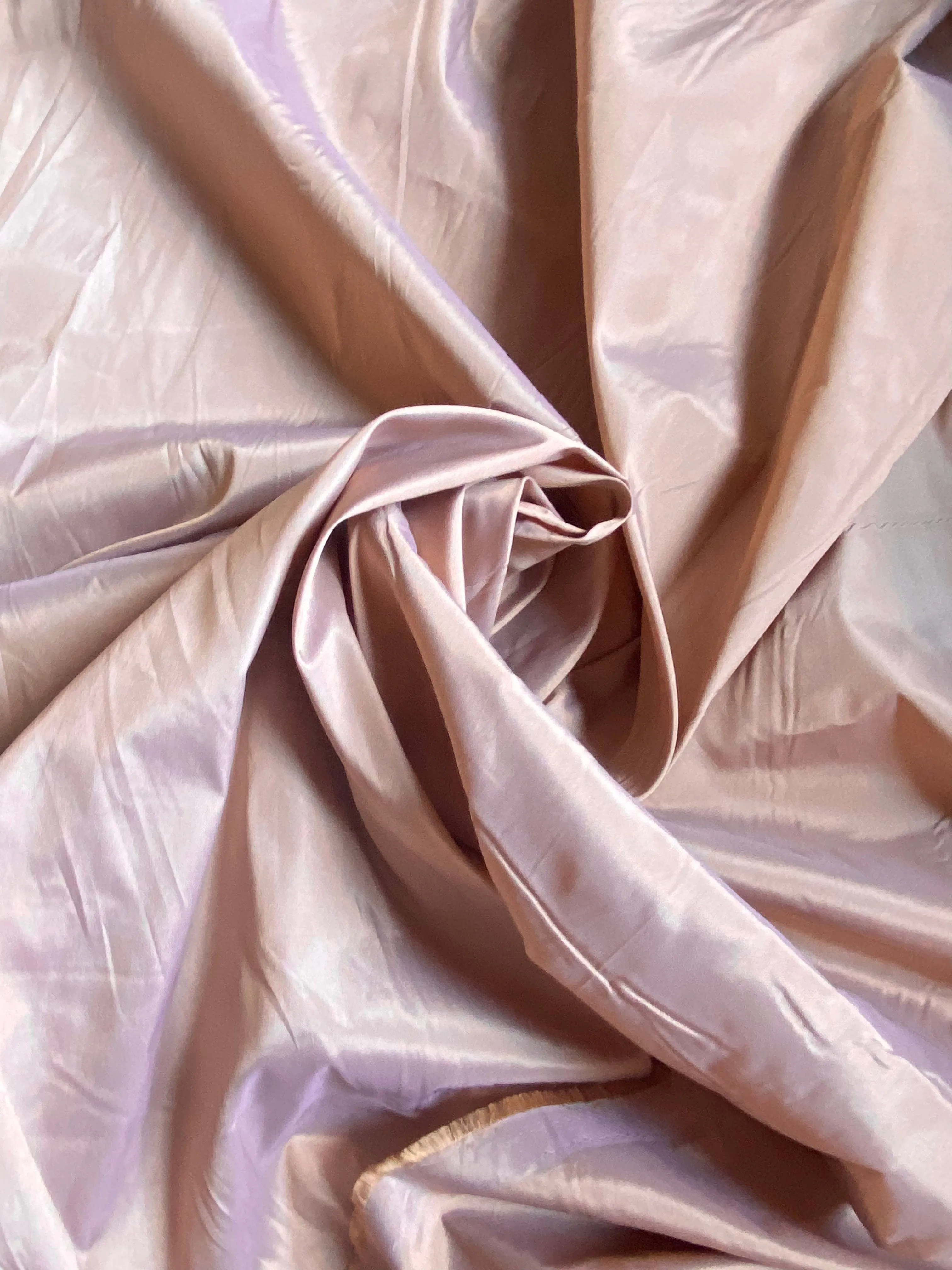 NEW Lady Frank Light Designer “Faux Silk” Taffeta Fabric Made in Italy Peach Gold with Lavender Grey Iridescence