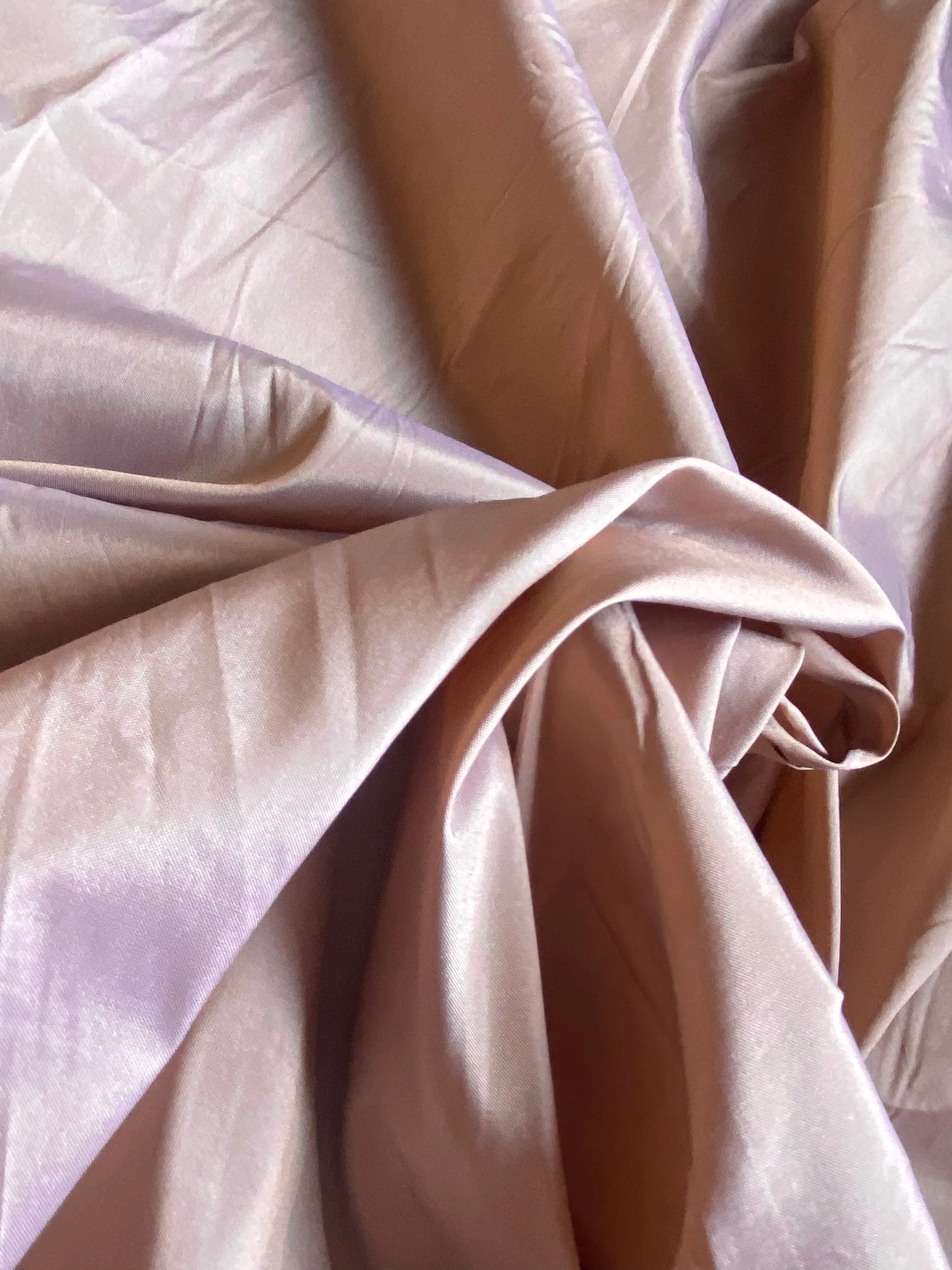 NEW Lady Frank Light Designer “Faux Silk” Taffeta Fabric Made in Italy Peach Gold with Lavender Grey Iridescence