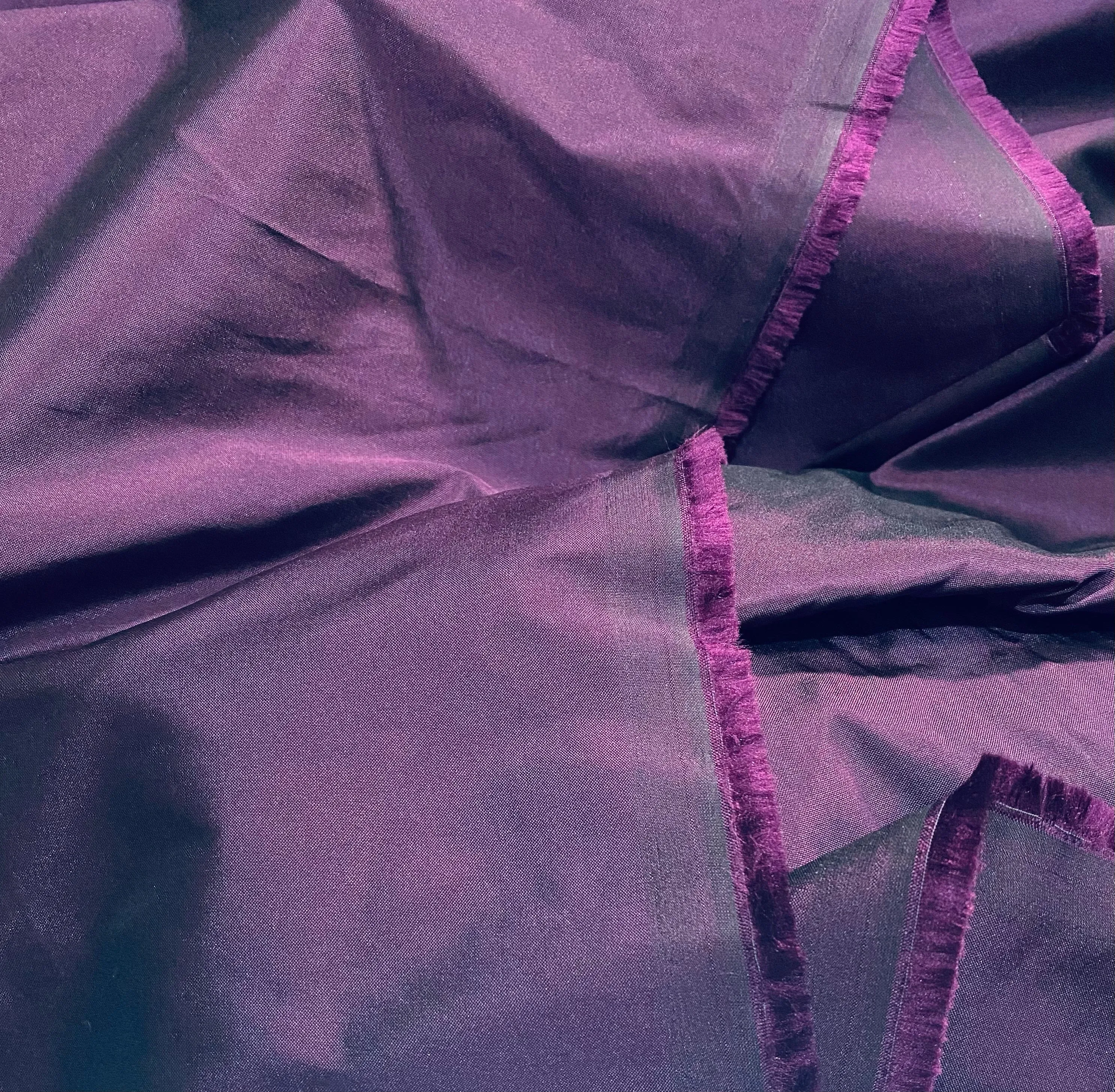 NEW Lady Frank Light Designer “Faux Silk” Taffeta Fabric Made in Italy Purple with Black Iridescence