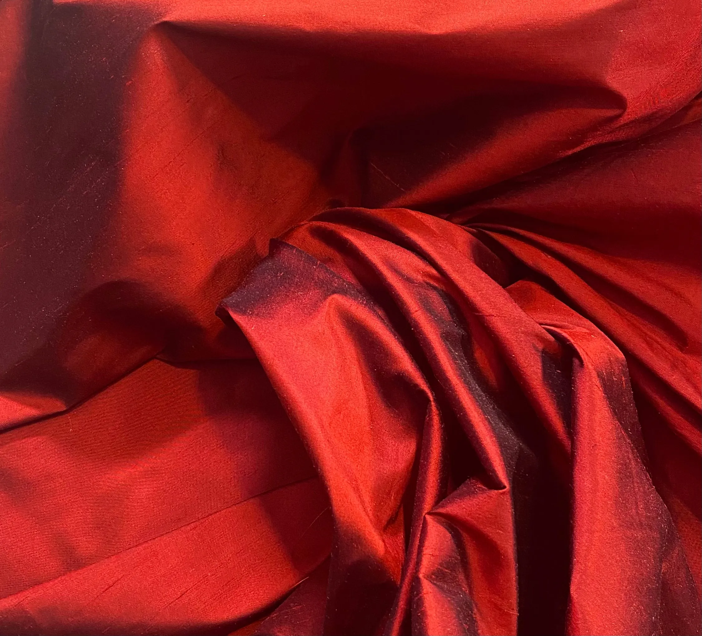 NEW Lady Lisa 100% Silk Taffeta Fabric Solid Red w/ Slight Black Iridescence