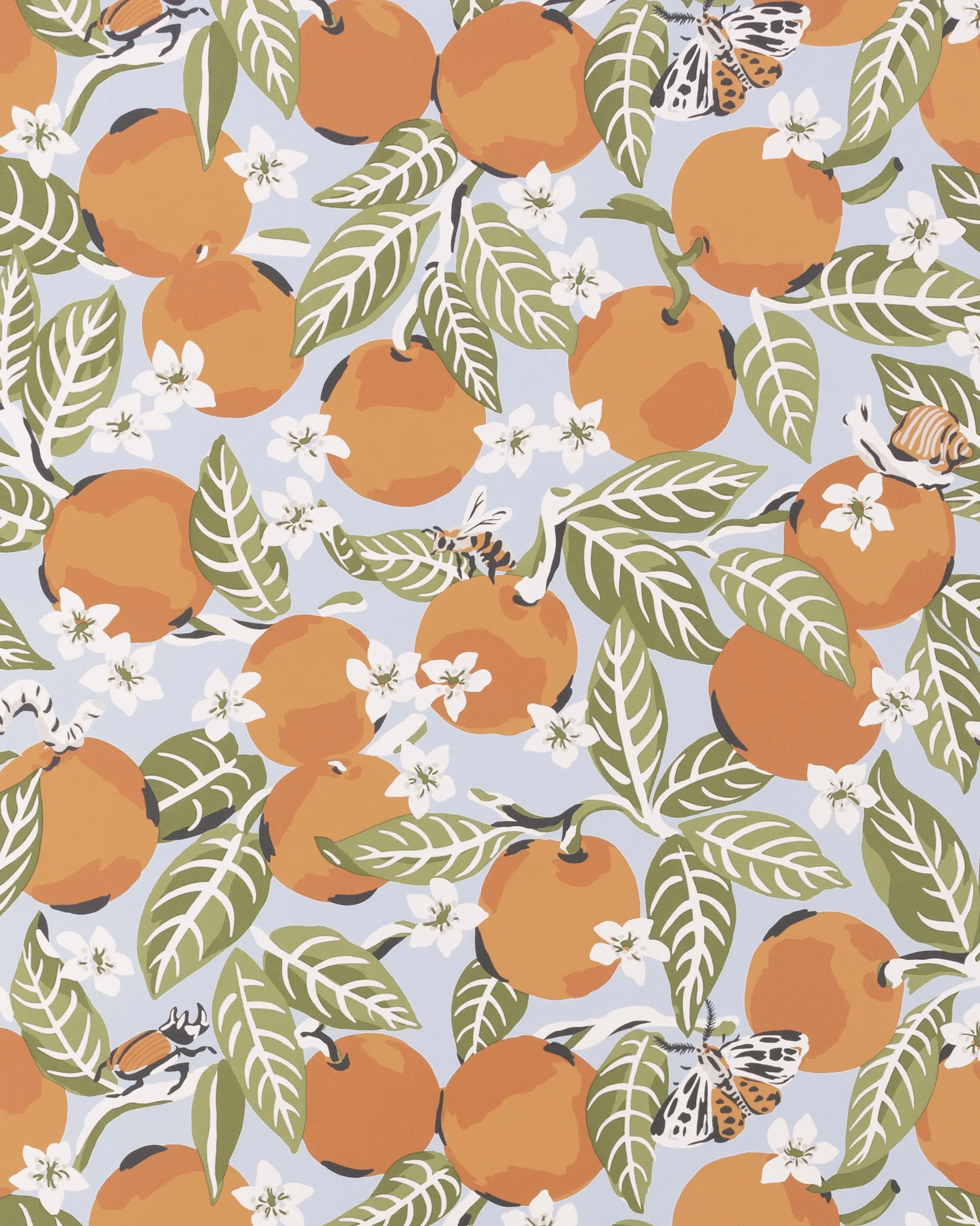 Orange Grove - Peel & Stick Wallpaper - Sky Blue