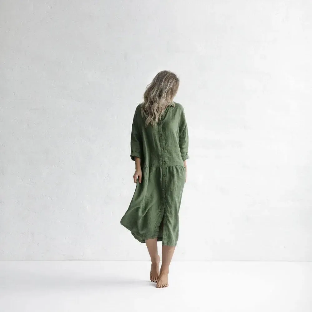 Oversized Olive Linen Dress by Seaside Tones