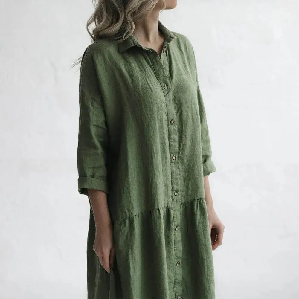 Oversized Olive Linen Dress by Seaside Tones