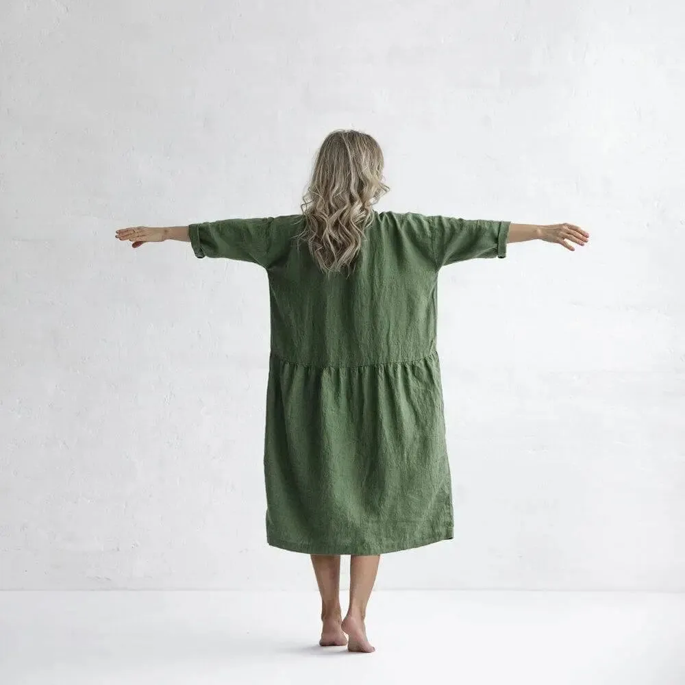 Oversized Olive Linen Dress by Seaside Tones