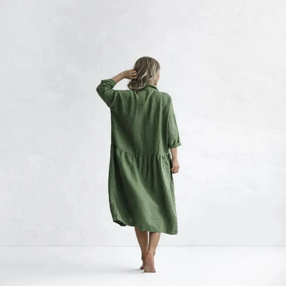 Oversized Olive Linen Dress by Seaside Tones