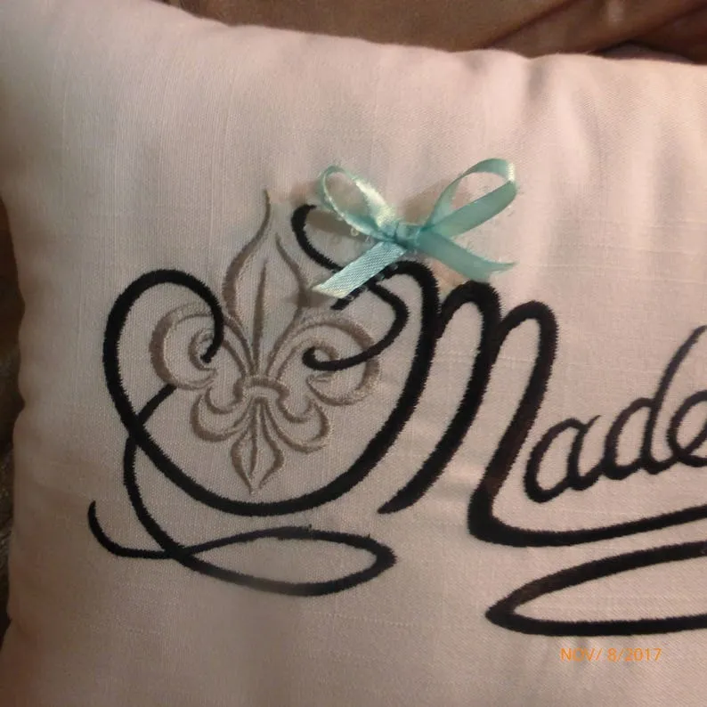 Paris pillow, Embroidered Mademoiselle Pillow Cover, bed pillow