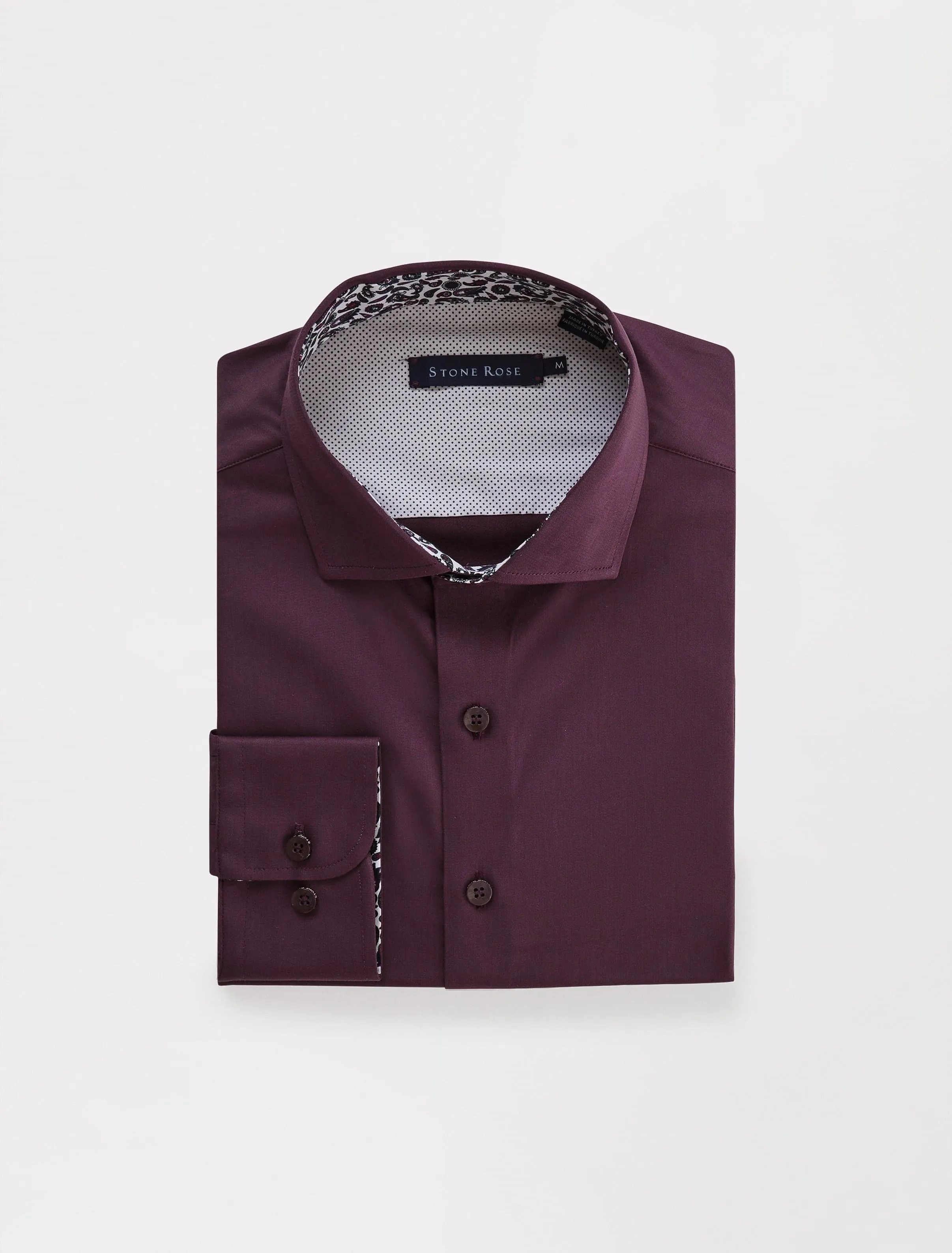 Plum Solid Drytouch Sateen Long Sleeve Shirt