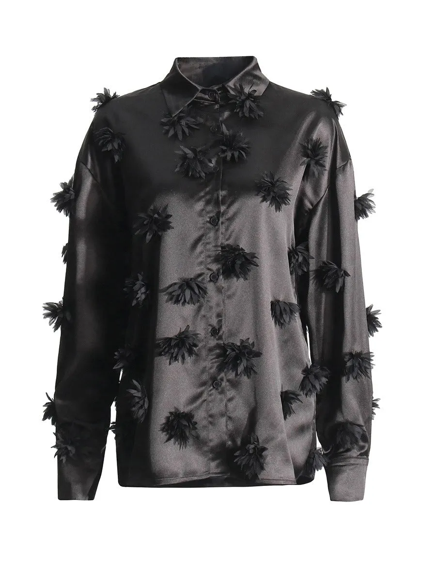 Pre Order:  3D Flower Patchwork Long Sleeve Shirt