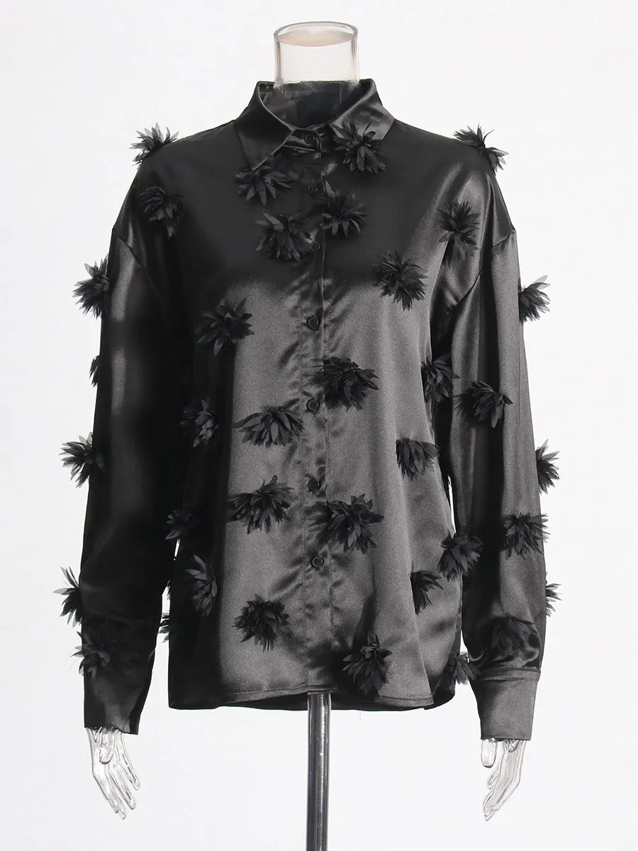 Pre Order:  3D Flower Patchwork Long Sleeve Shirt