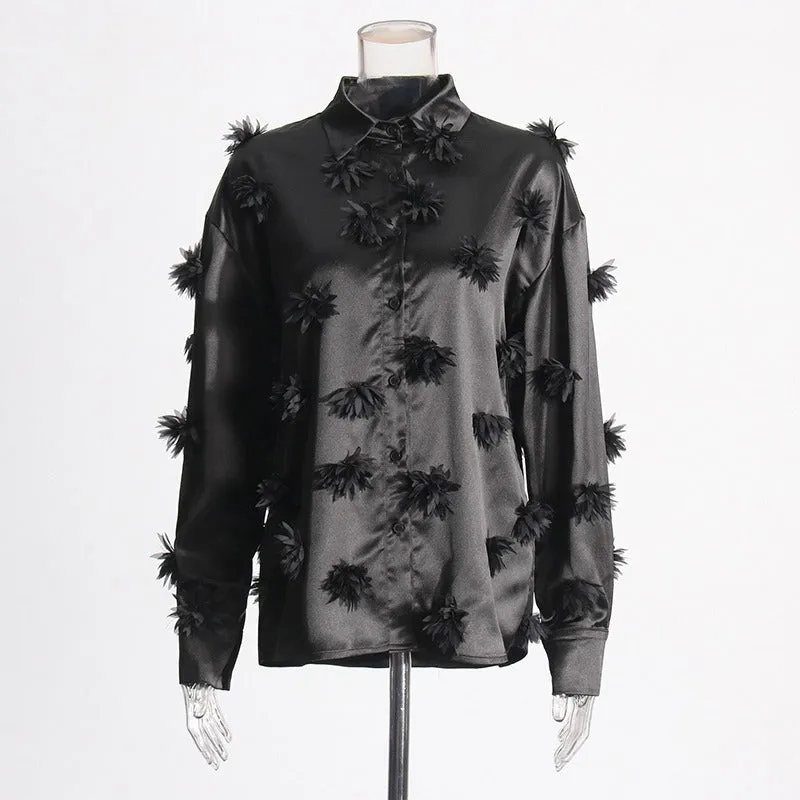 Pre Order:  3D Flower Patchwork Long Sleeve Shirt