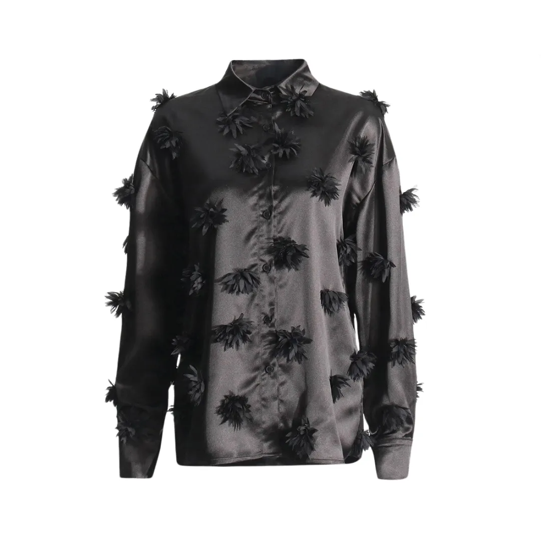 Pre Order:  3D Flower Patchwork Long Sleeve Shirt