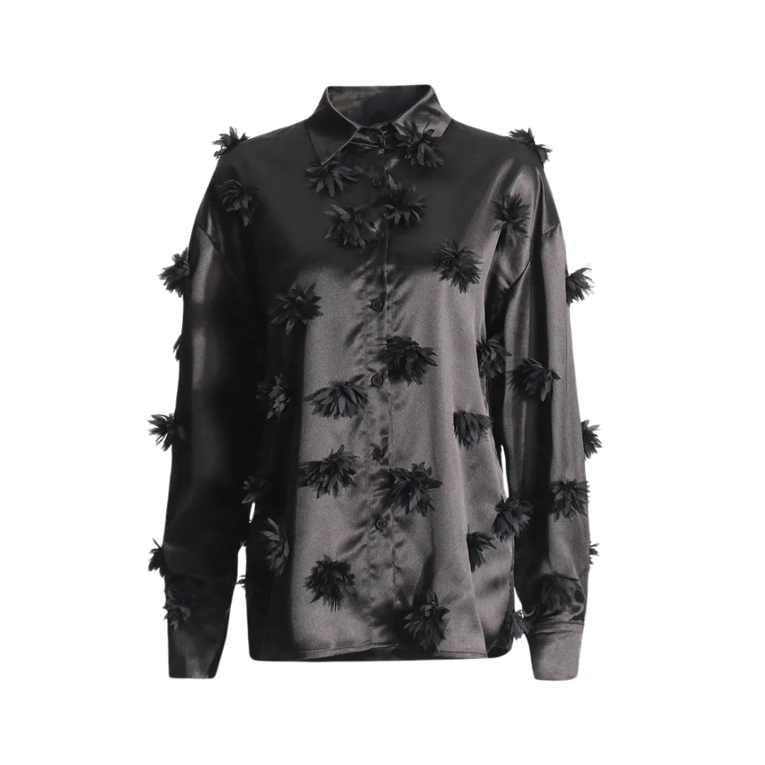 Pre Order:  3D Flower Patchwork Loose Shirt