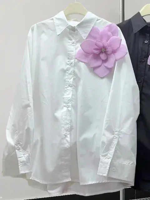 Pre Order:  3D Large Flower Long Sleeved Loose Shirt